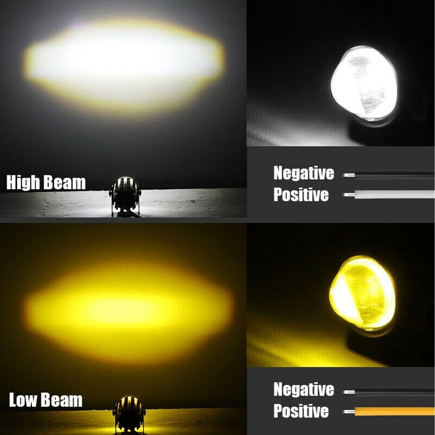 MIKANIX Mini Drive LED Fog Light Lamp | Projector Lens Spotlight | High & Low Beam | White & Yellow Light With On/Off Switch For All Motorbike, Cars, SUV, ATV