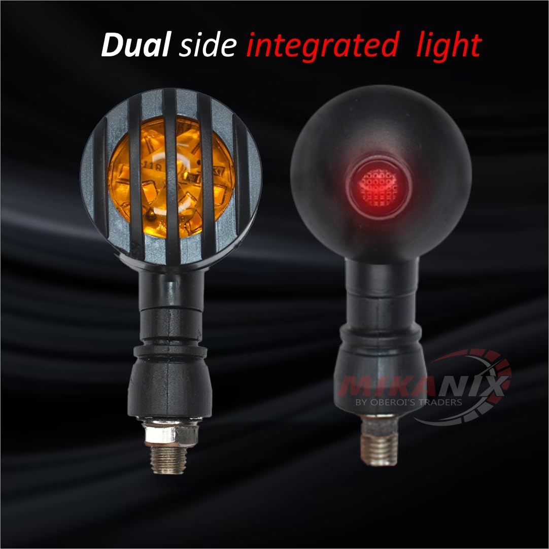 MIKANIX Universal For Bikes Double Sided Blinker Front, Rear Turn Signal Indicator Light Bulb With Jali/Grill Cover