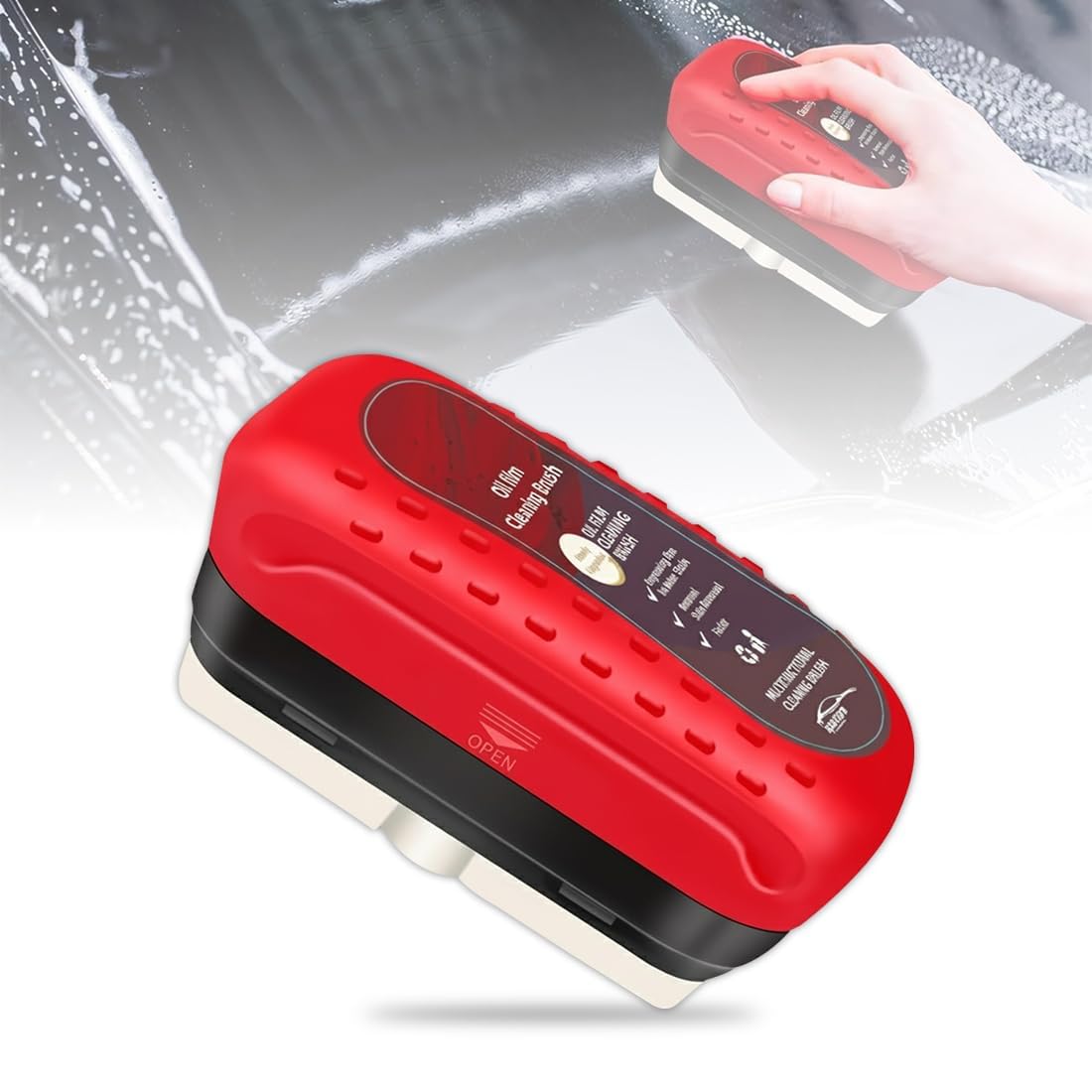 5 in 1 Car Cleaning Kit with Microfiber Cloth | AC Vent Dusting Brushes, Car Glass Oil Film Remover, Window Cleaner, DetailingBrush & Cute Couple Figurine | Scratch-Free Auto Accessories