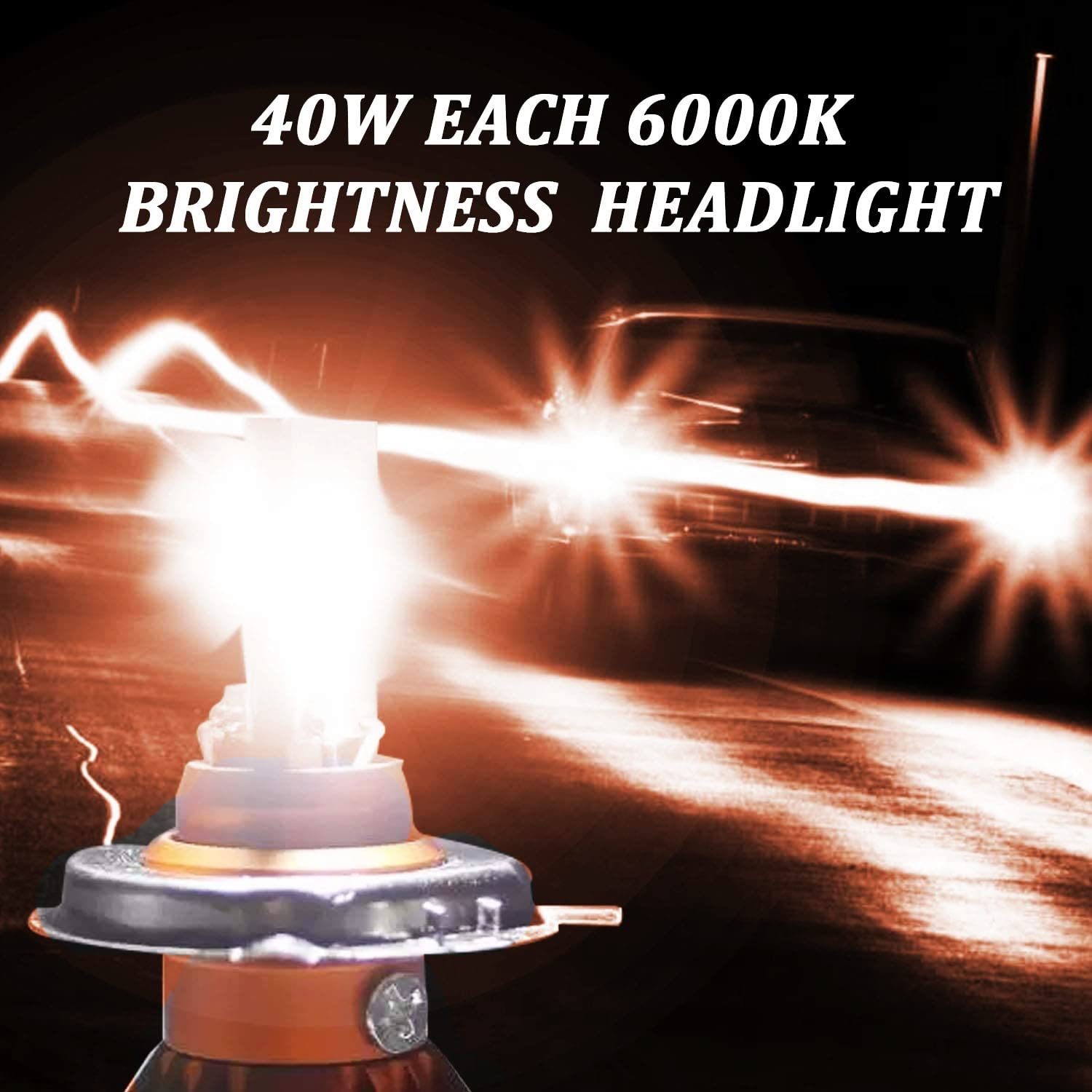 MIKANIX High Brightness Front DC Power Headlight Bulb For All Bikes 3 Side H4 White LED Headlight, Fog Lamp Motorbike, Car LED