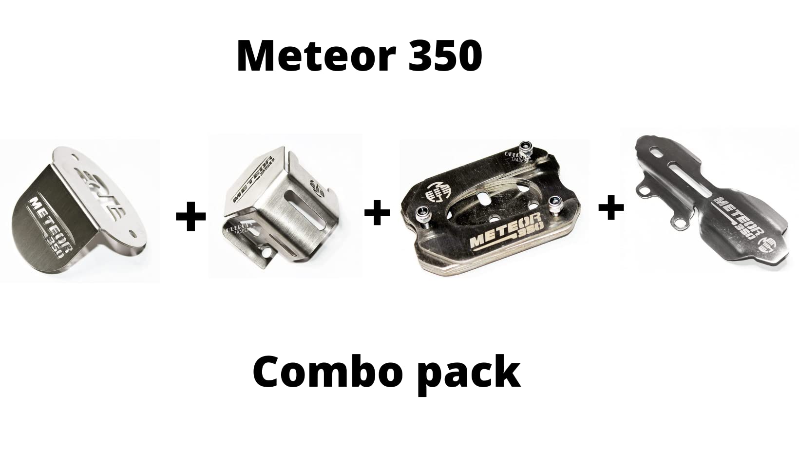 OBEROI'S TRADERS Meteor 350 Master Cylinder Guard, Front Oil Reservoir Cap, Side Stand Extender And Rear Brake Oil Container Guard Combo Accessories