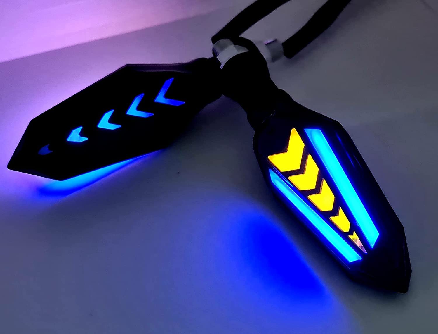 MIKANIX R15 V3 / V4 & M Yellow/Blue LED Running Light DRL Bike Turn Signal Indicator Lamp Universal for Motorbikes