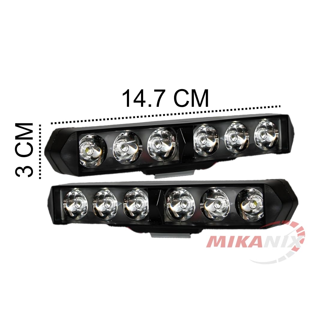 MIKANIX Universal 6 LED Bar Flash Light | Switch Button 6500K Super Bright Fog Light Lamp | Spot Work|Off Road Driving With Flashing/Blinking Mode For Bike, SUV Car & Truck