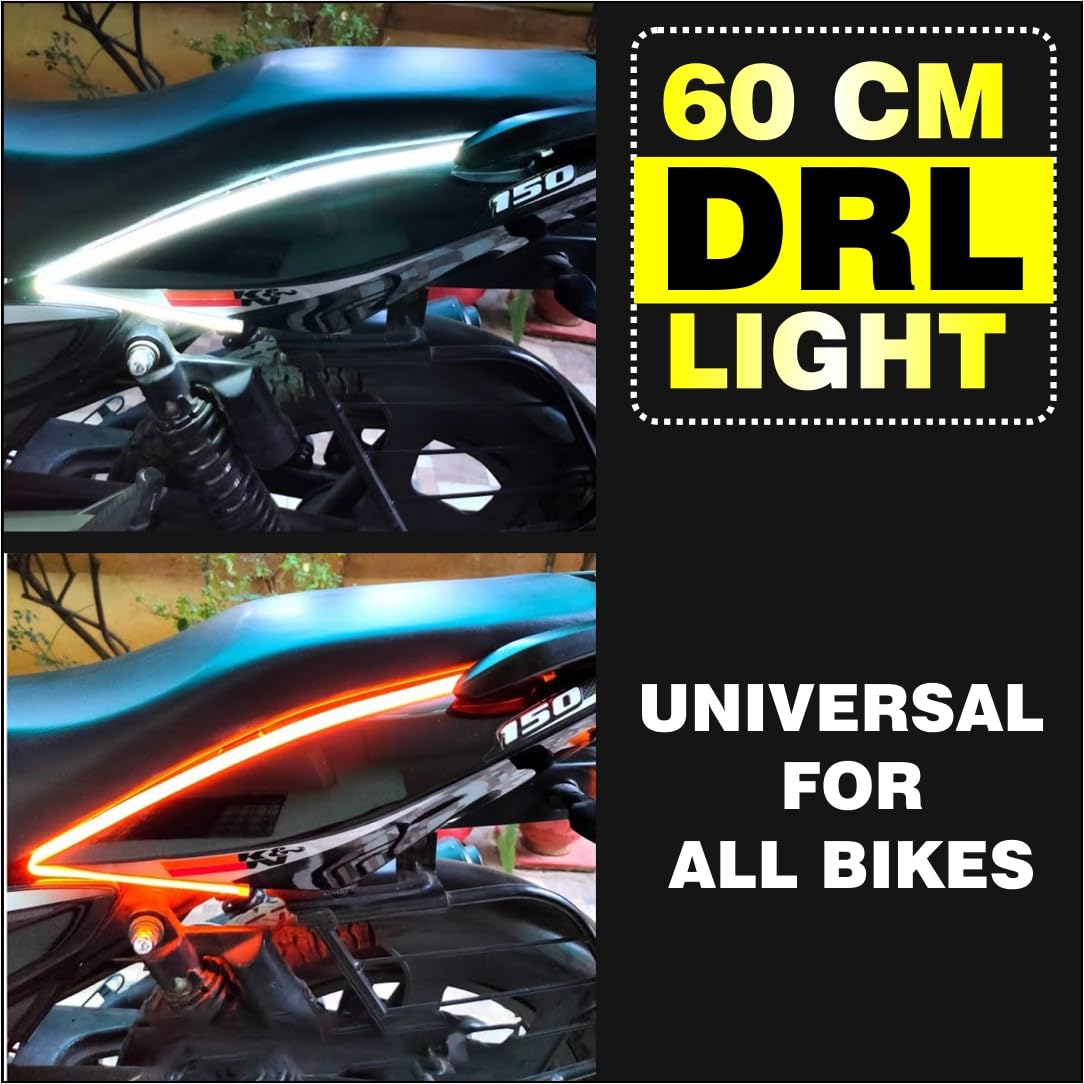 MIKANIX Premium Flexible Dual Color Headlight DRL Daytime Running Light Tube Guide Car LED Strip For Trunk/Dicky/Boot/Tail Lights Streamer Brake Turn Signal Light