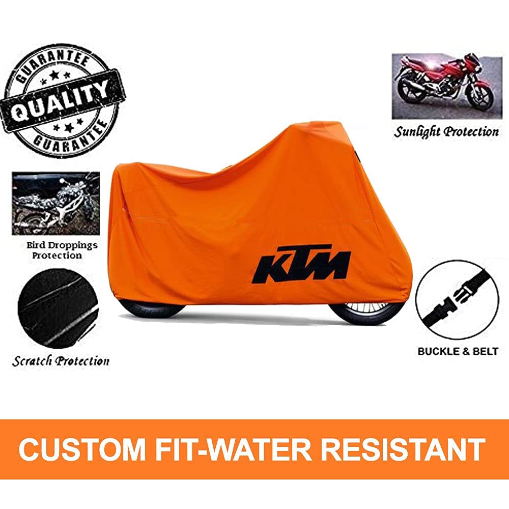MIKANIX Waterproof & Dust Proof Two Wheeler Bike Body Cover with Mirror Pockets and Carry Bag for All KTM Bikes