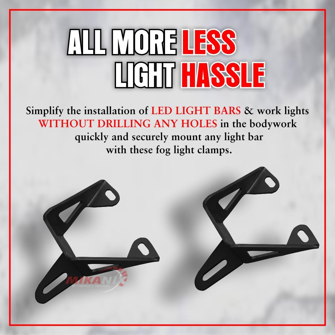 Mikanix Shocker Fog Light Clamp LED Bar Clamp Mount Holder Bracket Kit for Himalayan, Interceptor & Continental GT