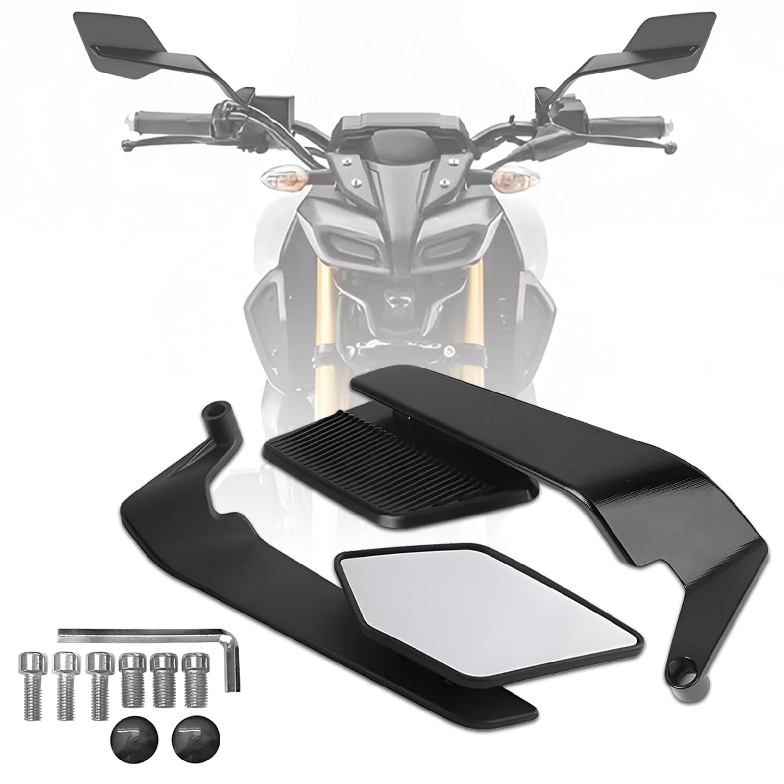 MIKANIX 180° Rotating Bike Rear View York Fitting Stealth Mirror for MT-15 All Models | Matte Black Aluminum Body with Sporty Wing Design | Bike Fairing Kit
