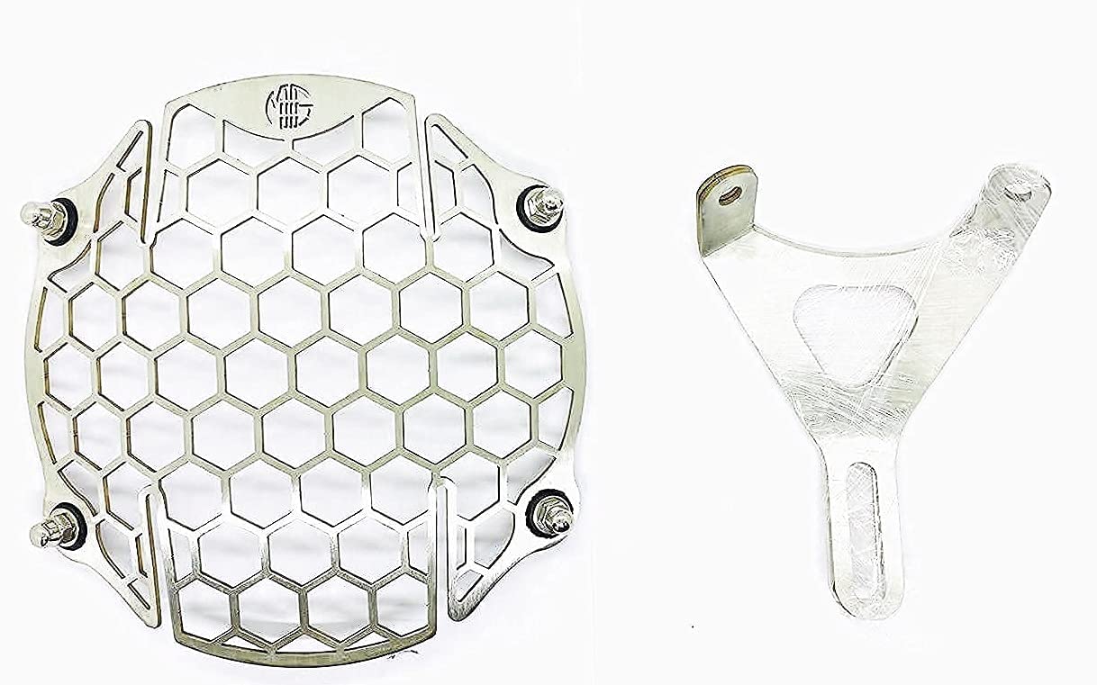 MIKANIX Stainless Steel Bike/Motorcycle Headlight Grill/Headlight Guard Protector Cover Compatible for Royal Enfield Meteor 350
