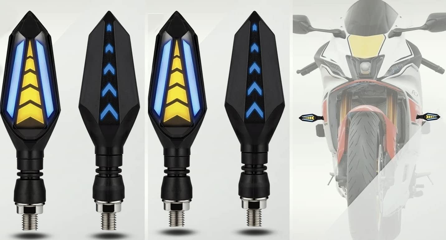 MIKANIX R15 V3 / V4 & M Yellow/Blue LED Running Light DRL Bike Turn Signal Indicator Lamp Universal for Motorbikes