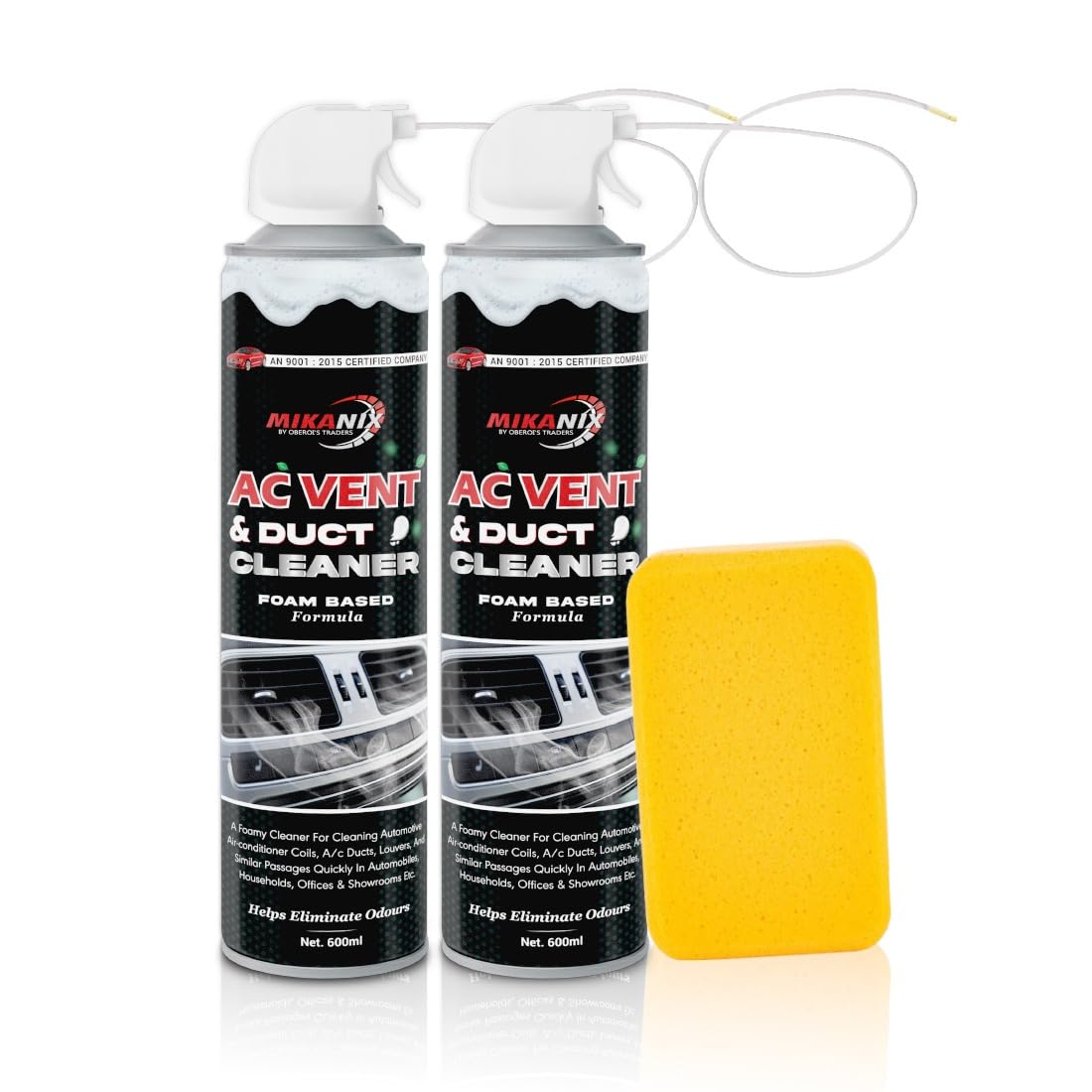 OBEROI'S TRADERS Combo of Car AC Vent & Duct Cleaner Foam Spray with Long No-sal Pipe For Vehicle Interior & Home AC Cleaning (1200) ml
