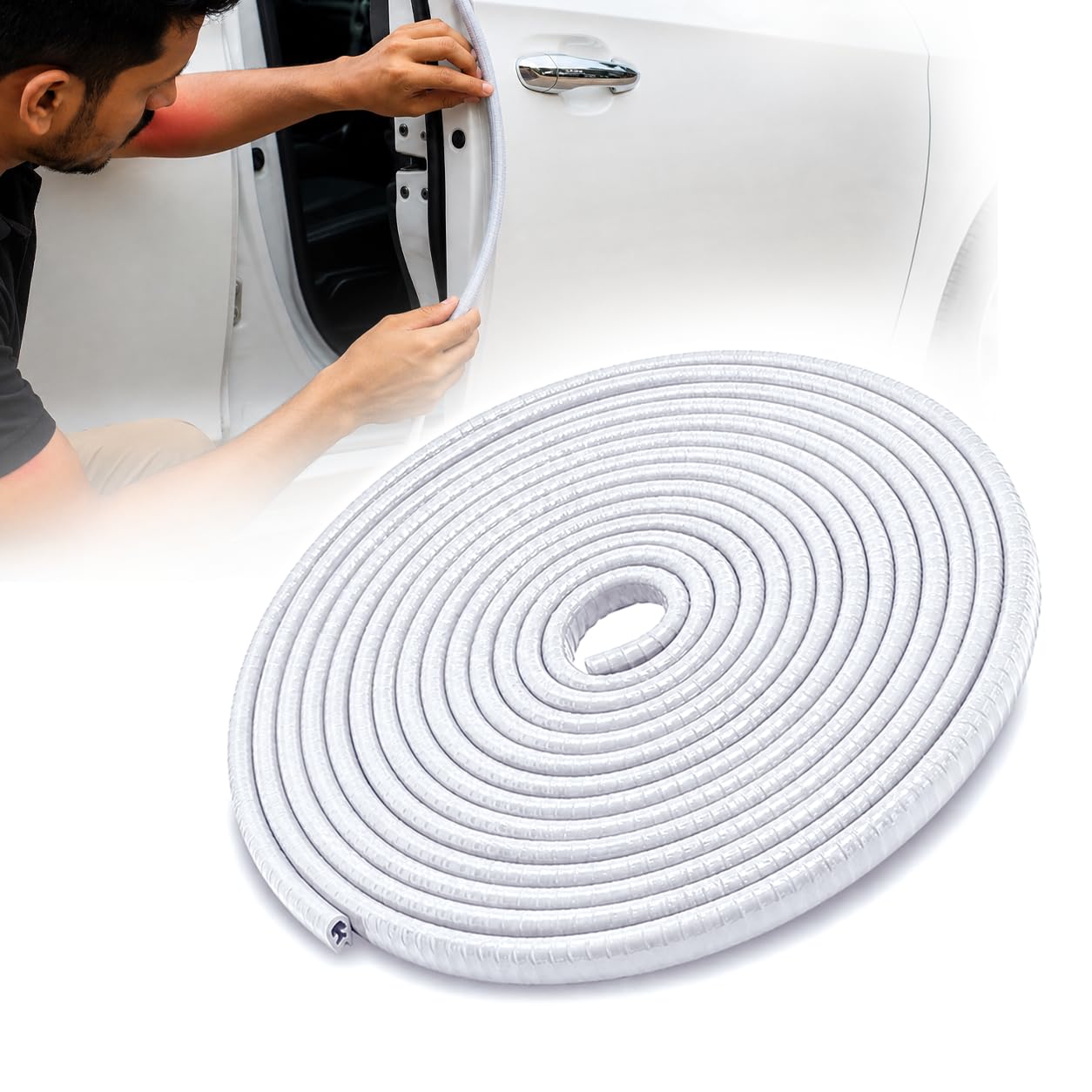 MIKANIX White Car Door Edge Guards Flexible U Shape Rubber Car Door Protector Strip, No Glue Universal Fit Weatherstripping for Cars