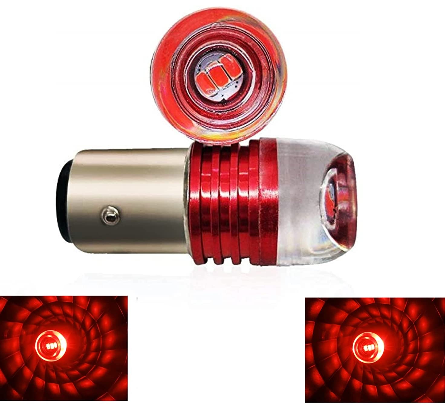 OBEROI'S TRADERS Universal Brake Light, Tail Light, Reversing Light, Parking LED Bulb, Back Light Indicator Bulb For Bike and Car (Pack of 2) | Silver and Red
