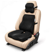 MIKANIX 3-in-1 Cushion Combo with Memory Foam Orthopedic Coccyx Seat Cushion | Lumbar Support Backrest and Neck Headrest Cushion | Breathable for Car, SUV, Sedan & Long Drives