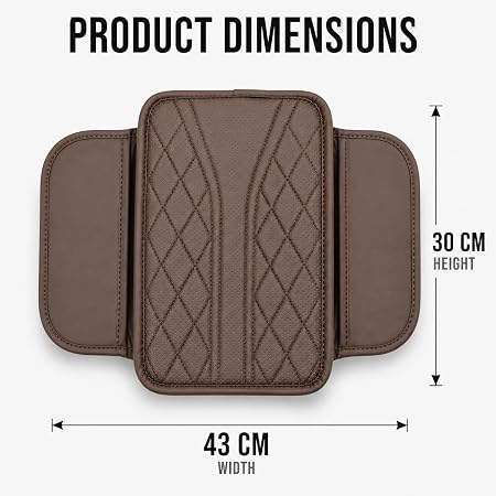MIKANIX Car Center Console Armrest Cushion | Waterproof Leather Car Armrest Pad with Cup Holder, Phone Slot & Tissue Organizer for Top Hinged Consoles