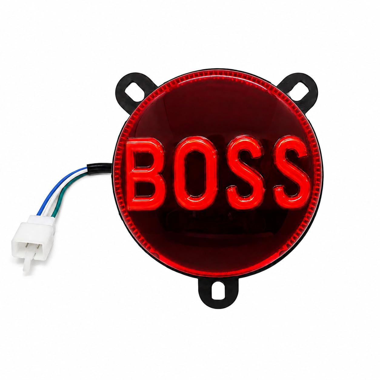 MIKANIX BOSS LED Motorcycle Tail Light | Round Rear Brake Tail Lamp with 3 Light Modes | White, Red & Blinking Modes | Compatible with 350 & 500