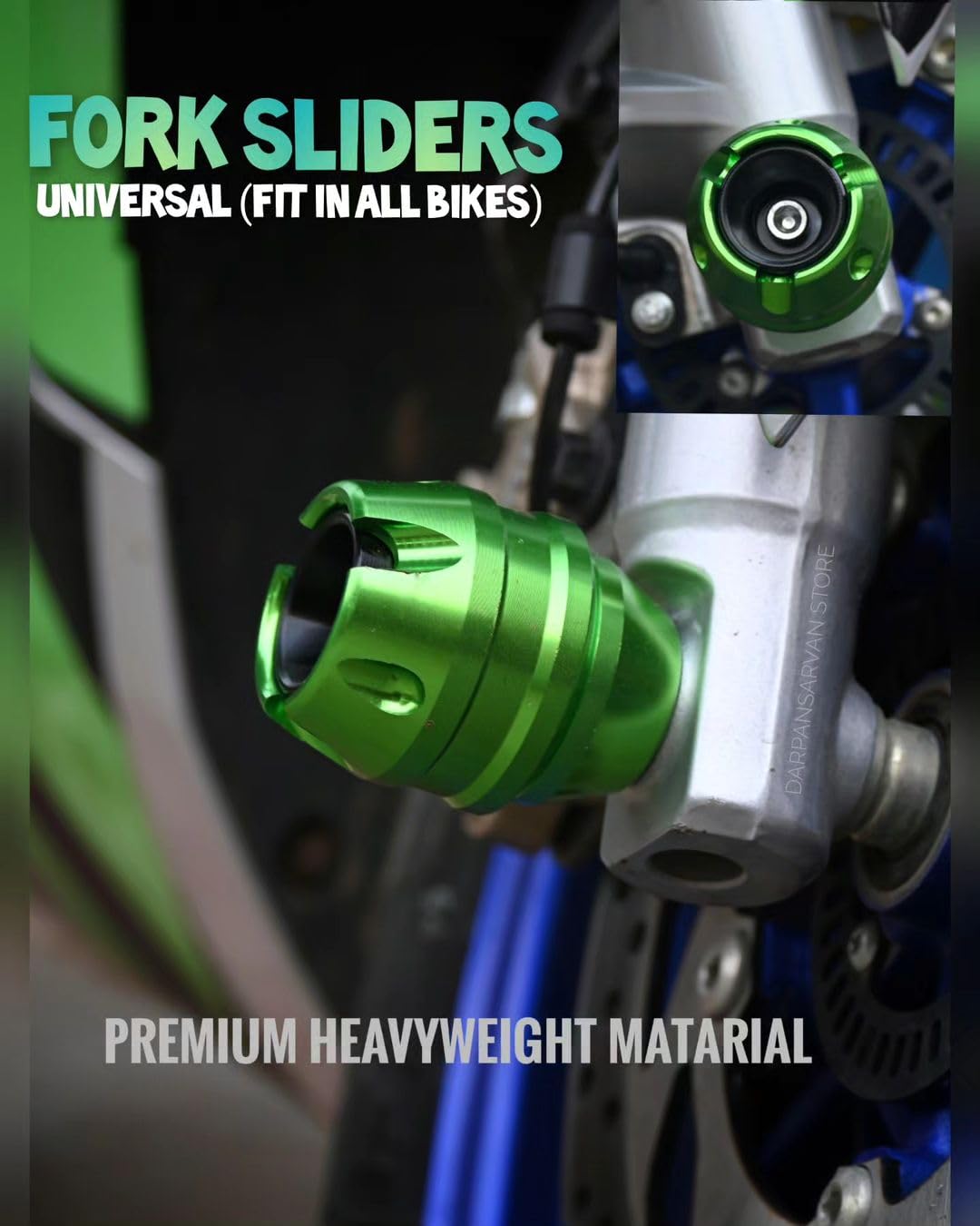 MIKANIX Universal Motorcycle Front Fork Slider | Wheel Frame Slider | Axle Protector Bike Crash Guard for All Bikes