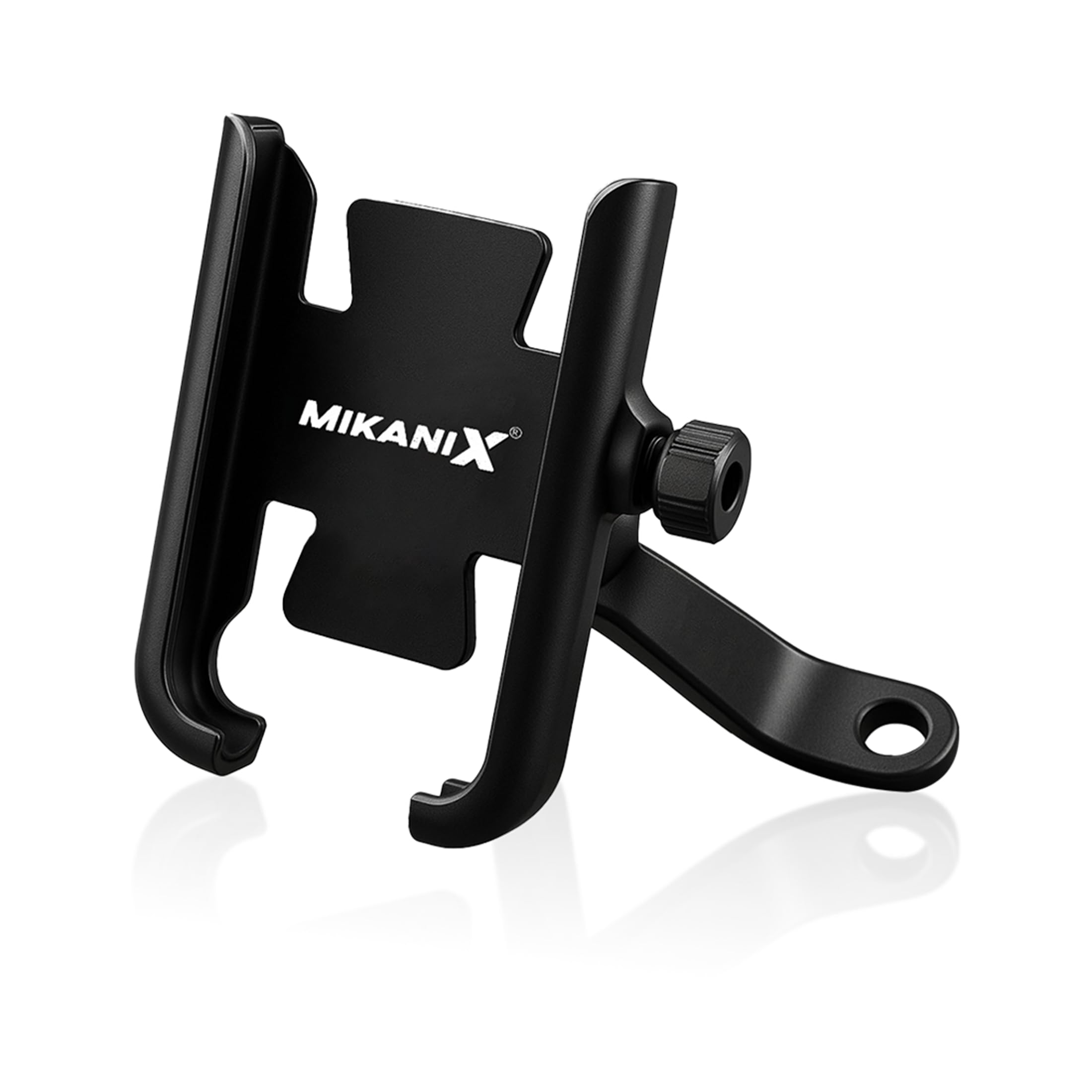 Mikanix Bike Mobile Holder & Mirror Stand Mount | Universal Handlebar Phone Stand V2.0 | CNC Aluminium 360° Rotating Cradle for Bicycle, Motorcycle, Scooty – Fits All Smartphones