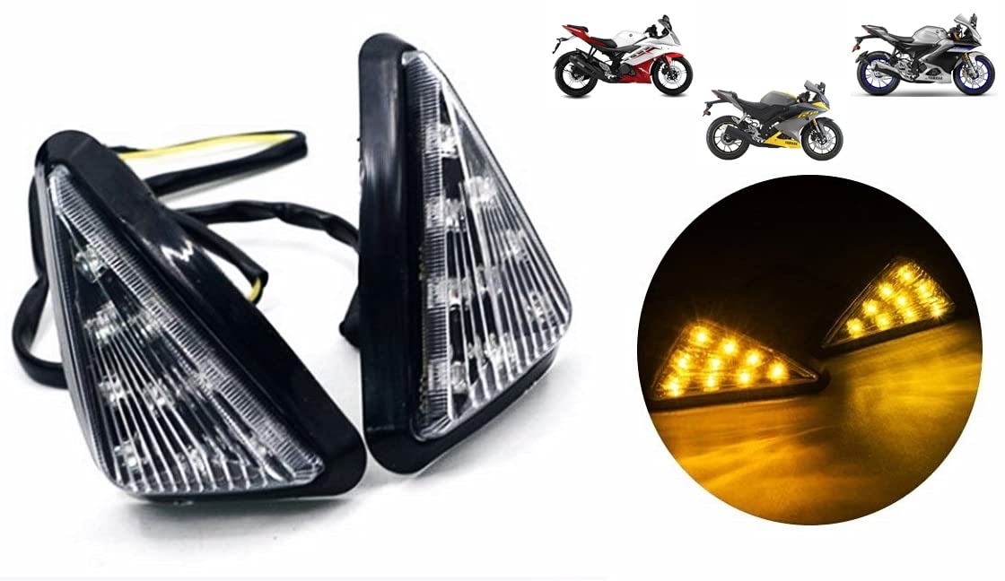 MIKANIX R15 V2/ V3/ V4 & M Smoke Triangle Flush Mount LED Turn Signals Blinker/Indicator For Yamaha R15 All Models Bike