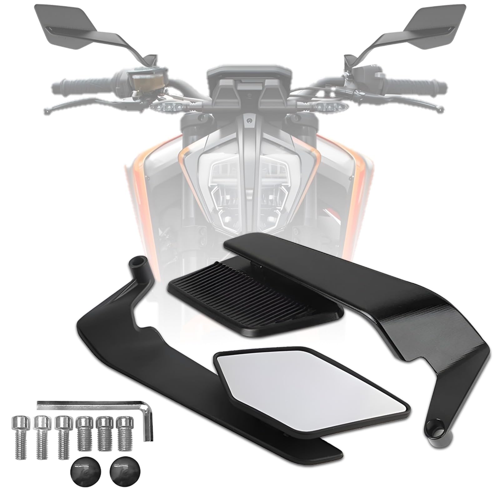 MIKANIX 180° Rotating Rear View York Fitting Stealth Mirror for Duke All Models | Matte Black Aluminum Body with Sporty Wing Design | Bike Fairing Kit