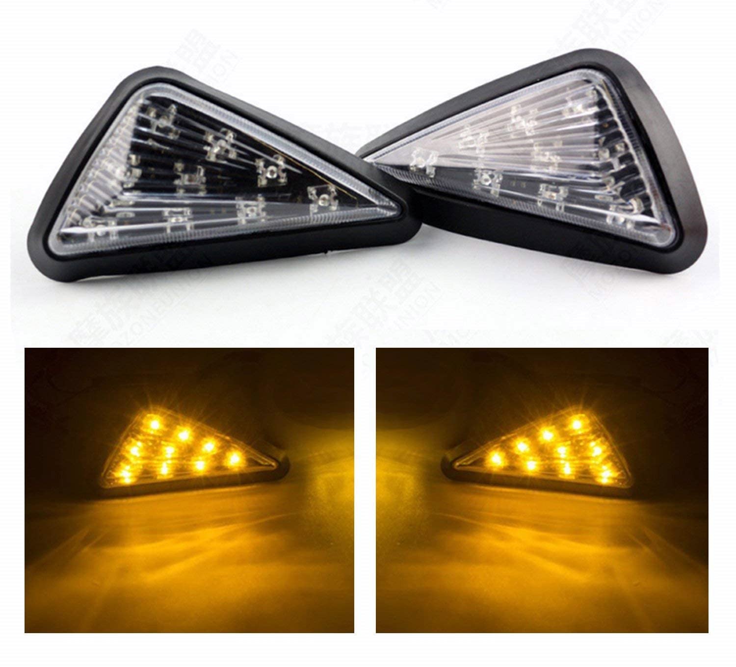 MIKANIX Universal Smoke Triangle Flush Mount LED Turn Signals Blinker/Indicator For All Bikes