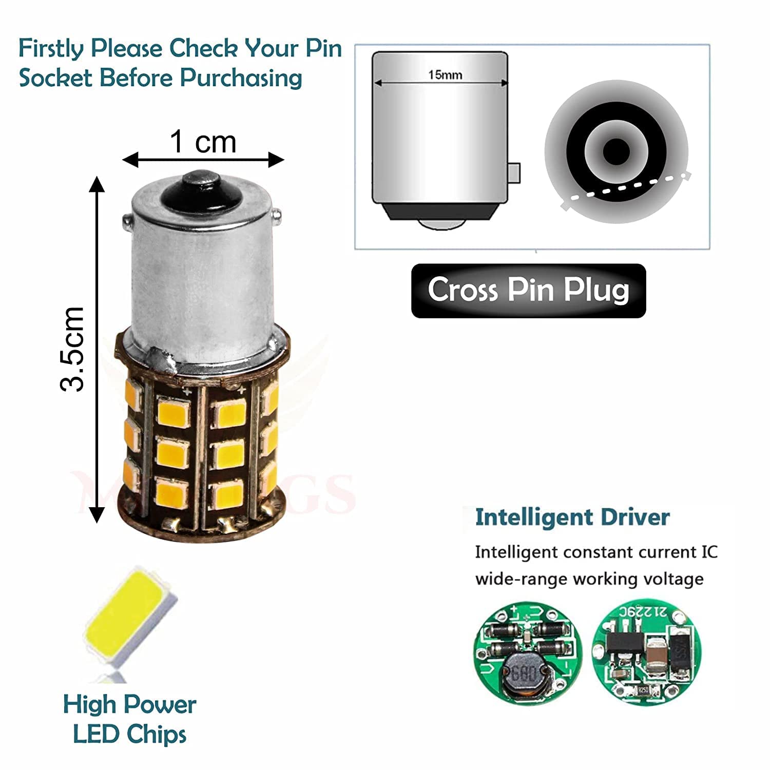 MIKANIX Super Bright 360° Reflecting LED Indicator Light Bulbs Set Of 4