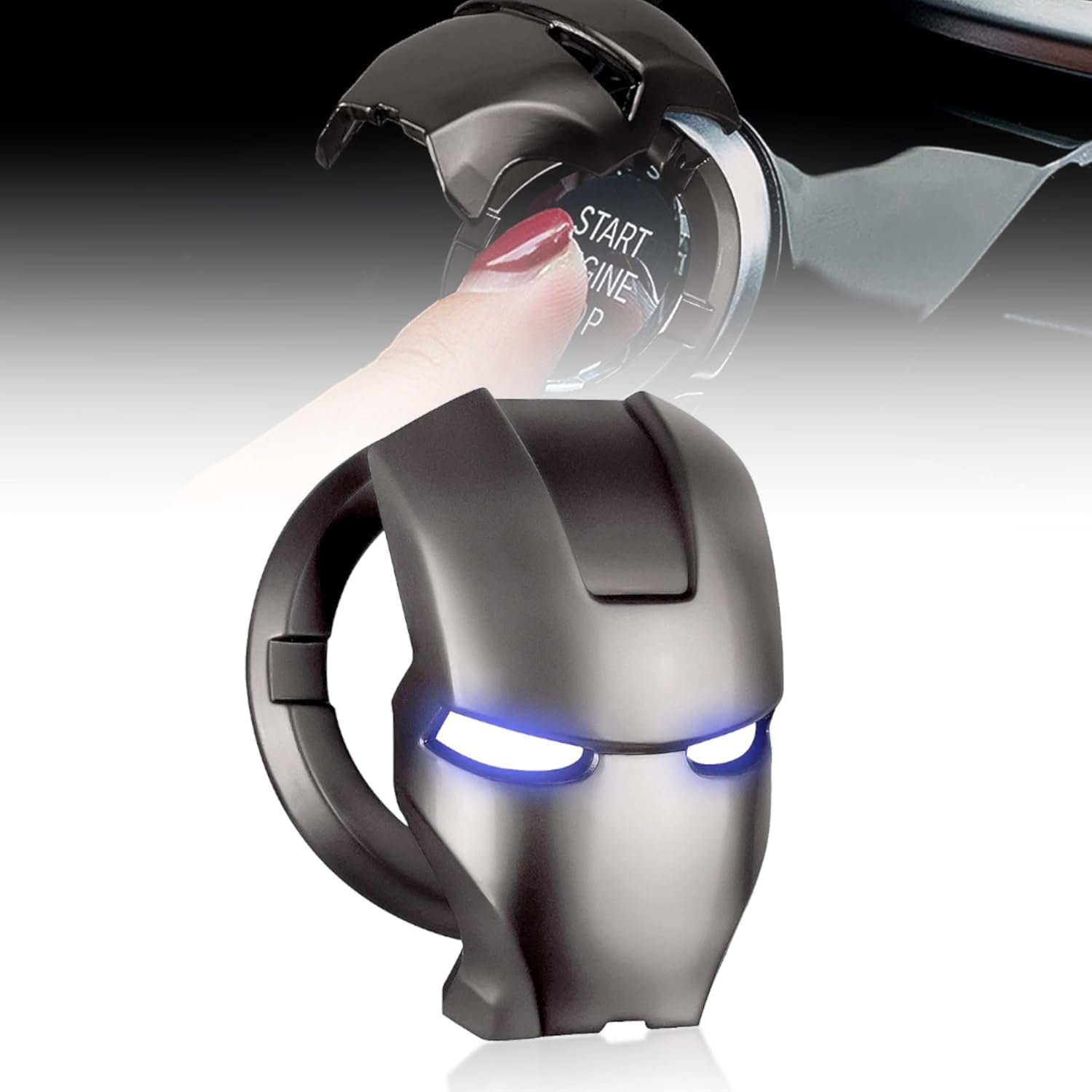 Car Engine Start Stop Button Iron Man Style Cover I ABS Material, Sticky Adhesive, Push Start Ignition Protective Cove, Decorative Auto Accessories Universal for All Cars