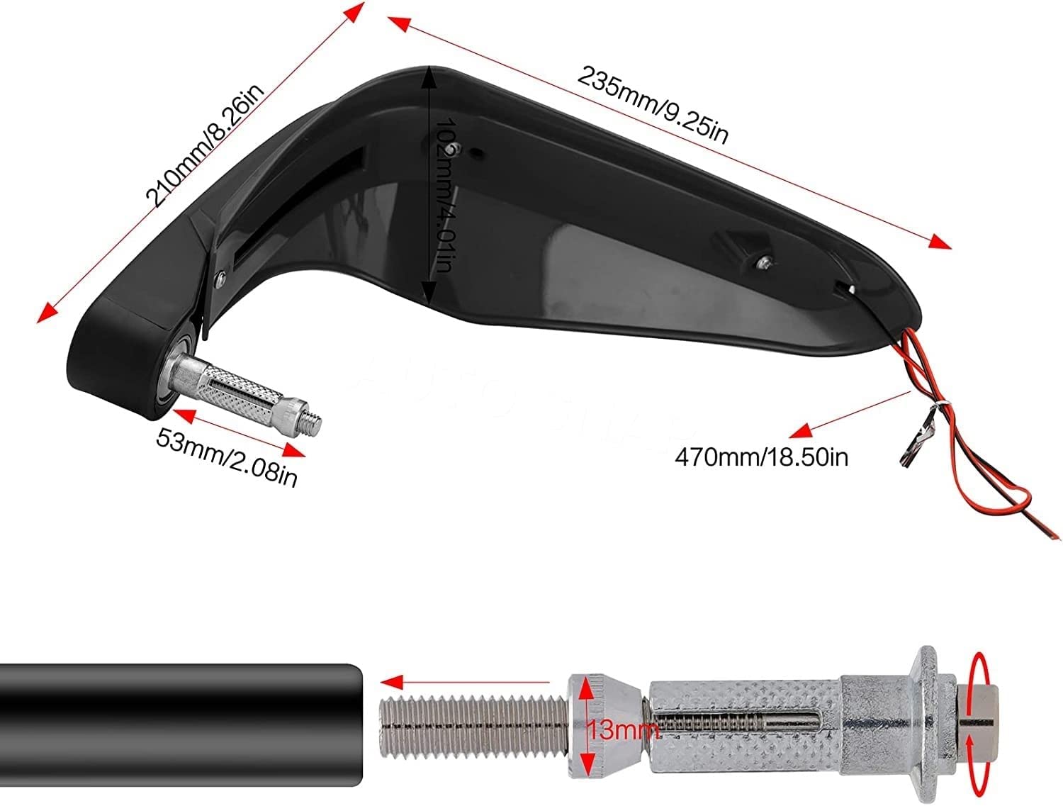 MIKANIX Universal Motorcycle Hand Guard/Brake, Clutch Lever Guard/Wind Deflector with Drl Led Light for All Bikes