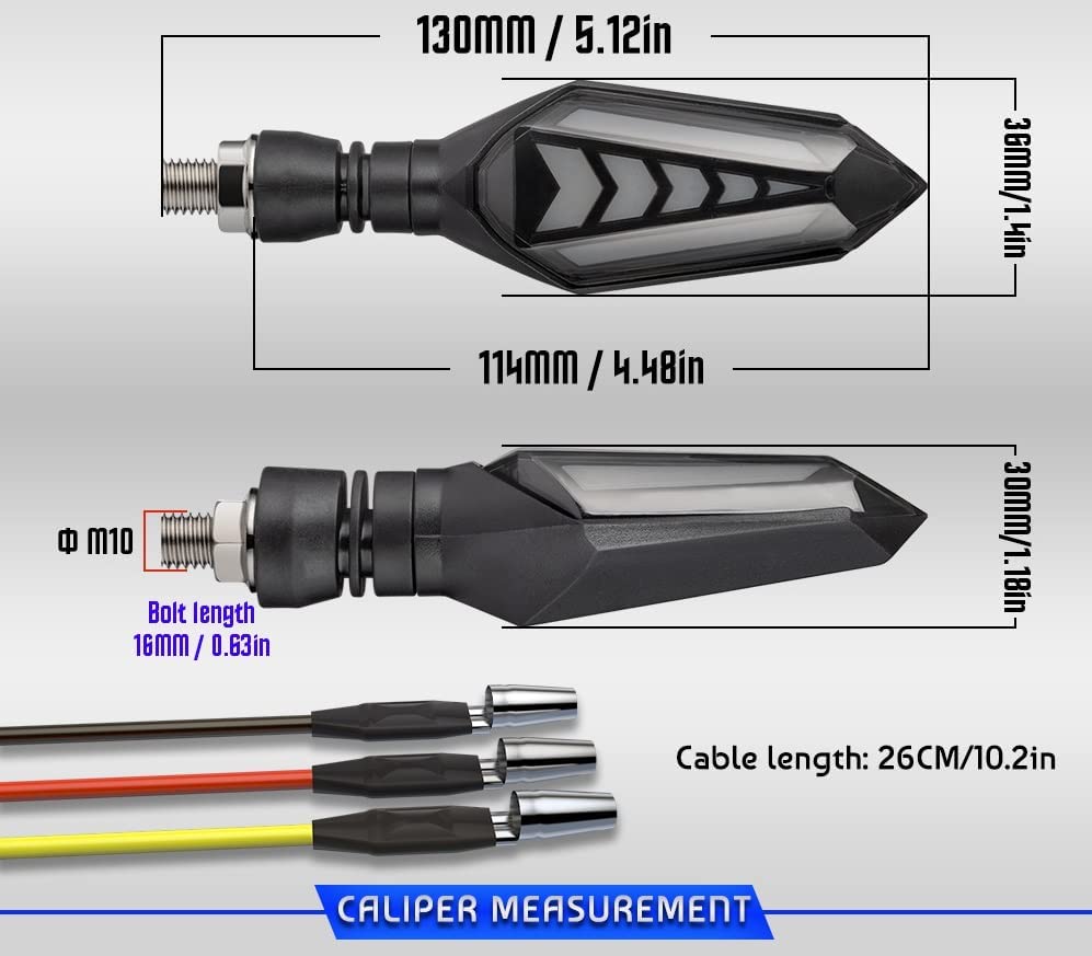 MIKANIX Universal Yellow/Blue LED Running Light DRL Bike Turn Signal Indicator Lamp Universal for Motorbikes