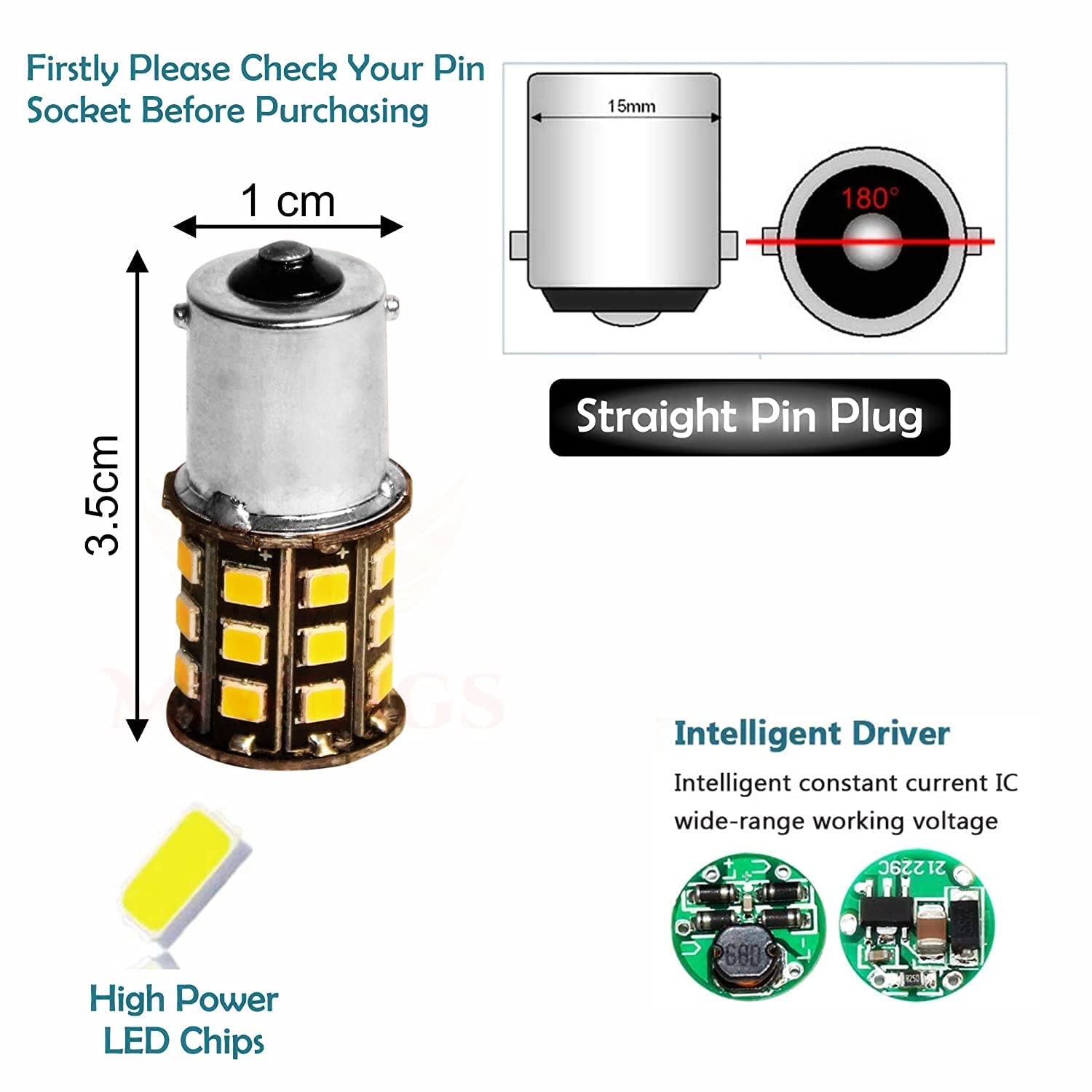 MIKANIX Super Bright 360° Reflecting LED Indicator Light Bulbs Set Of 4