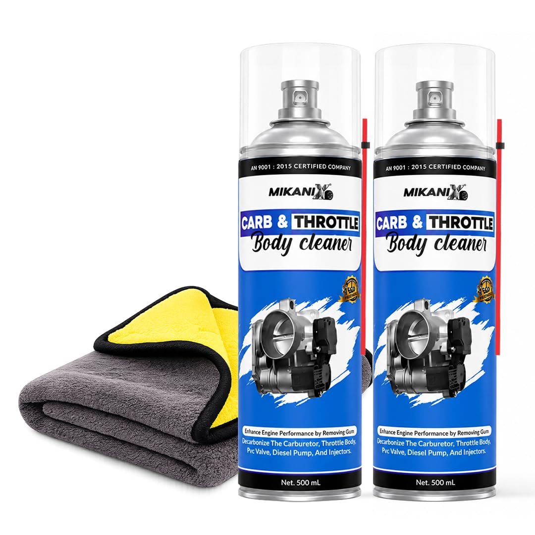 MIKANIX Throttle Body Cleaner Spray 500ml with cloth | High Performance Engine Cleaner for Bikes