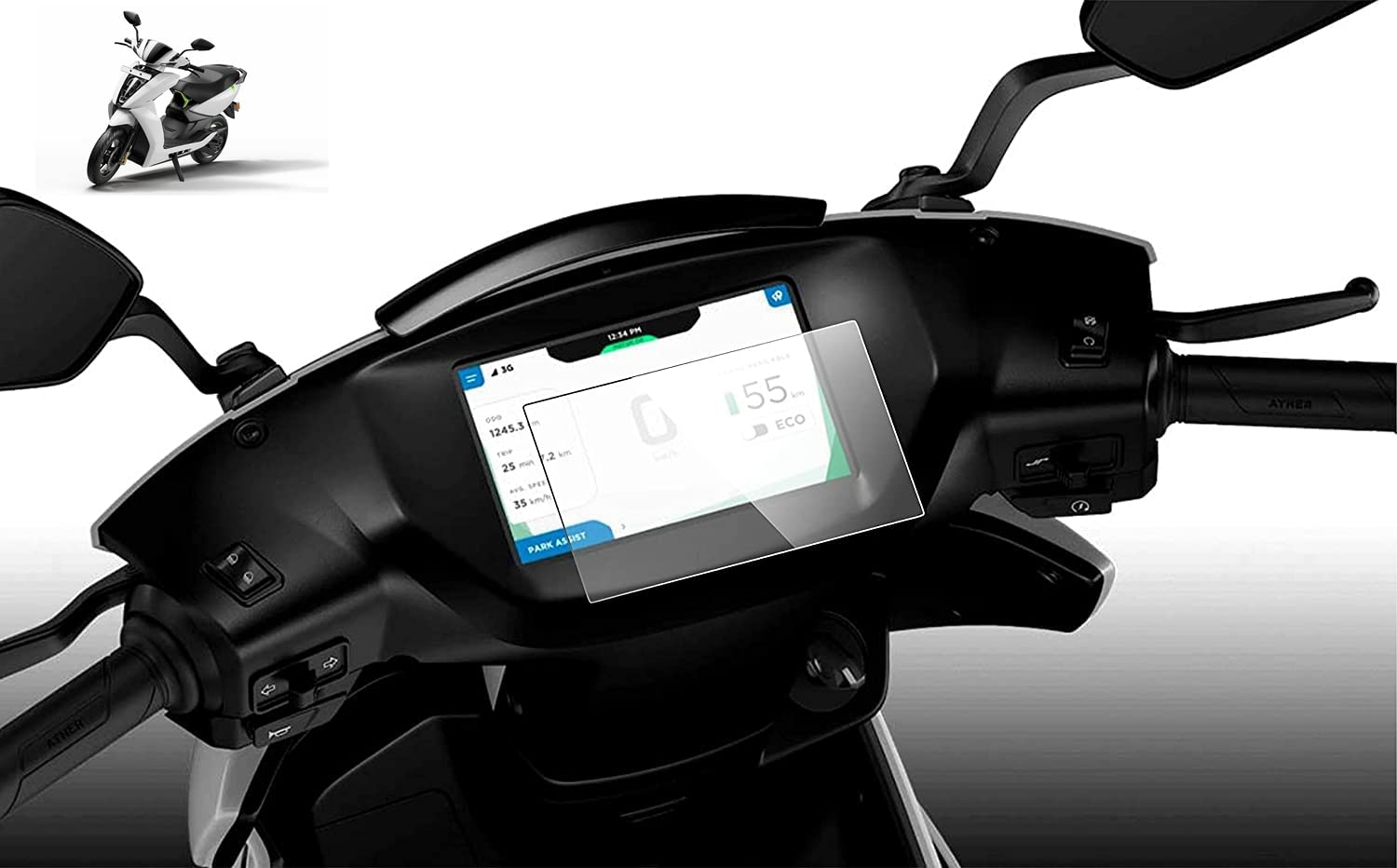 MIKANIX Ather Scooter 9H Full Speedo Meter Display Screen Tempered Glass/Guard Anti Scratch Protector