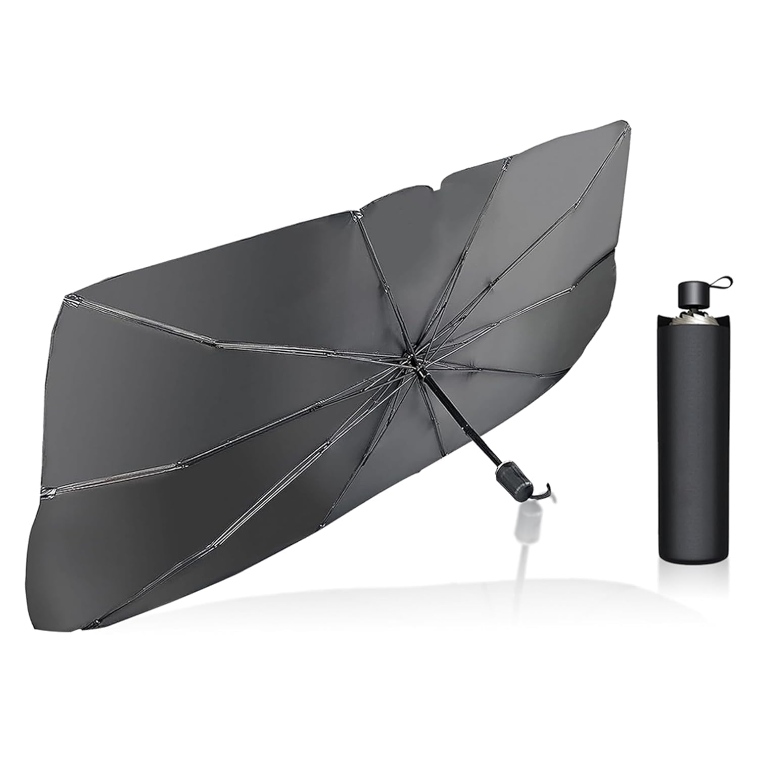 BRXR  Car Windshield Sunshade Umbrella Foldable | UV Block Heat Reflector Sun Protector for Car Front Windshield | Interior Cool, Prevents Dashboard Fading | Universal Fit for Cars, SUVs & Trucks