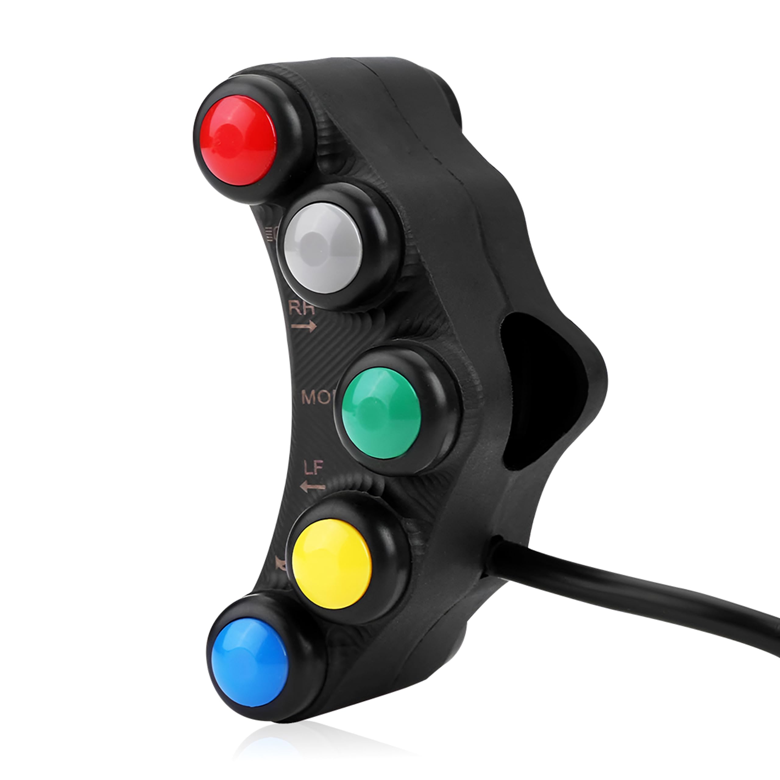 Moto GP Universal Bike Headlight/Turn Signal Light Pilot Switch 5 Way Multipurpose 3 On/Off Switch/Buttons with 2 Horn Push Buttons for Handle Bar Grip