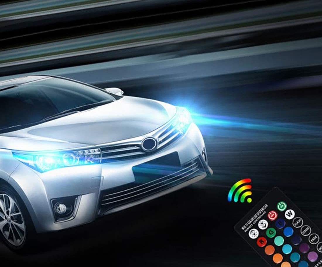 MIKANIX Parking Light LED Bulb With 4 Modes Flashing / Strobe / Fade / Smooth Multicolor RGB Ultra Bright LED Light Bulb With Remote Controller for Bikes and Cars