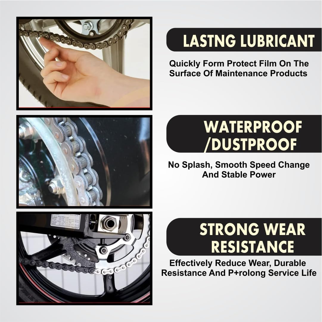 OBEROI'S TRADERS Combo Of Chain Cleaner + Chain Lube + Helmet Foam Cleaner + Car & Bike Polish Spray With Cleaning Brush | Cleans | Shines & Protects Chain | Helmet & Car Interior & Exterior Cleaning