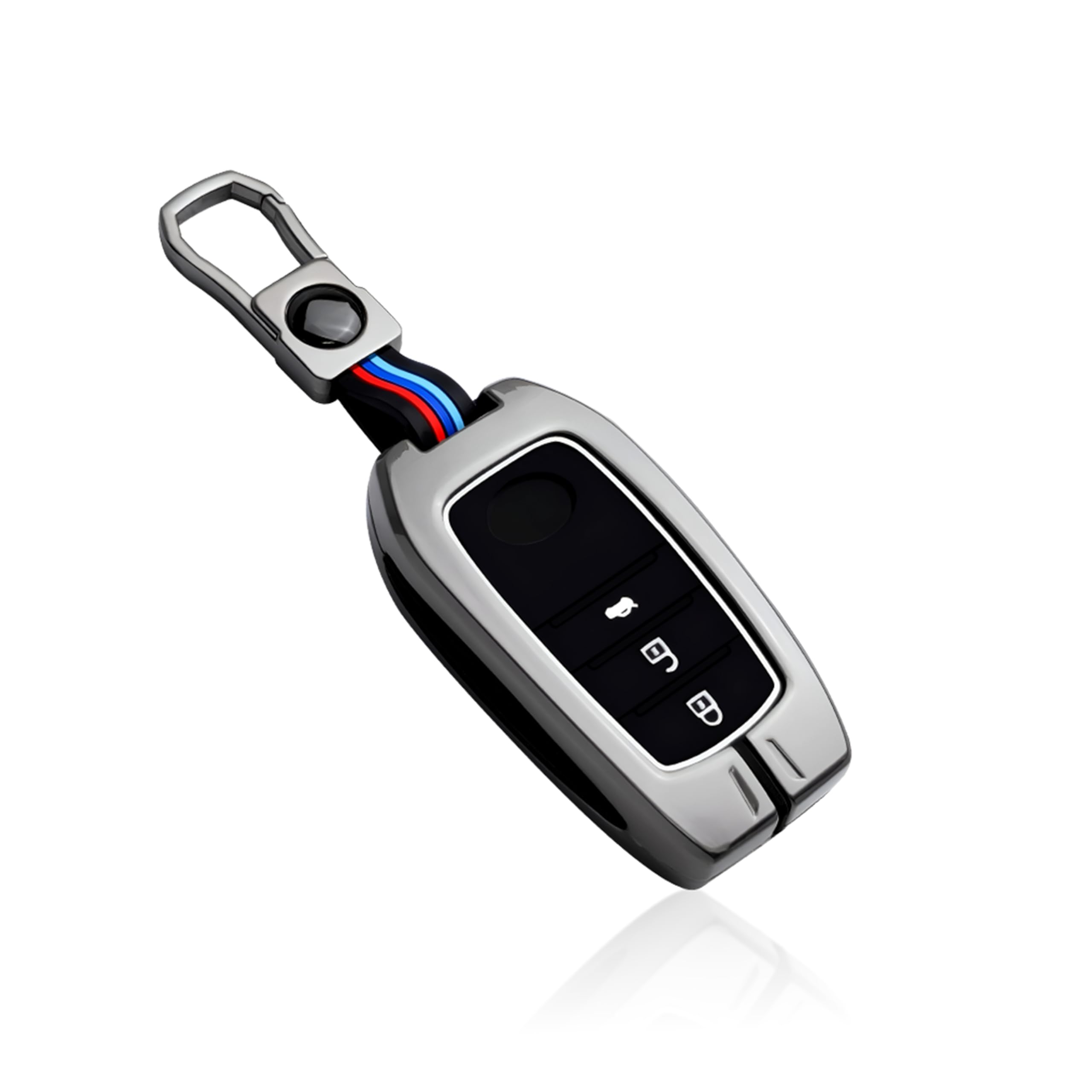 MIKANIX Premium Metal Car Key Cover | Zinc Alloy Smart Key Case | Silicone Protective Key Shell | Stylish Sporty Design | Universal Car Key Protection Cover for Smart Remote Key