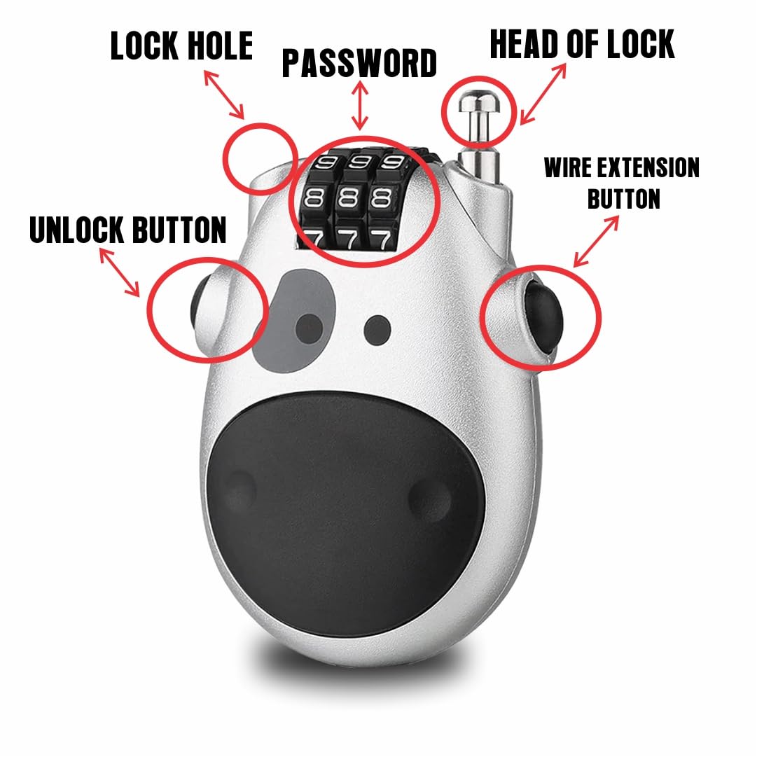 OBEROI'S TRADERS Multipurpose Unbreakable Number Security Helmet Lock | for Luggage | Suitcases | Backpacks | Bicycle with Extendable Cable
