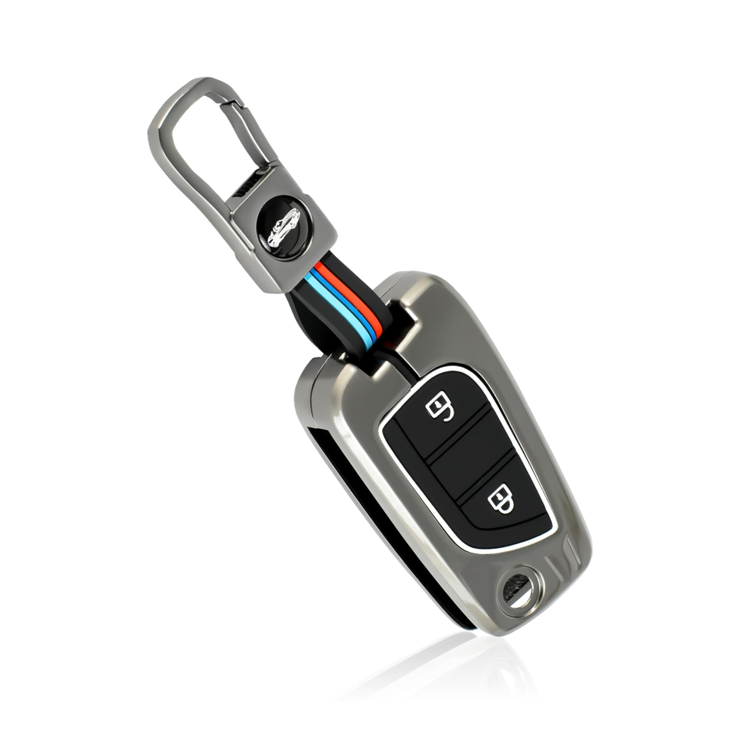 MIKANIX Premium Metal Car Key Cover | Zinc Alloy Smart Key Case | Silicone Protective Key Shell | Stylish Sporty Design | Universal Car Key Protection Cover for Smart Remote Key