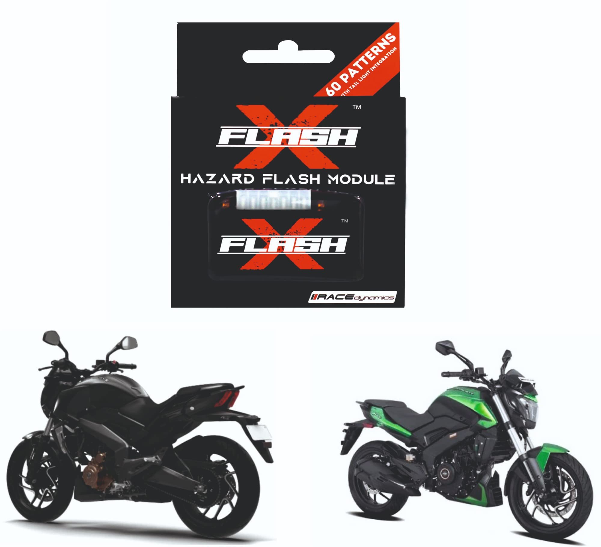 MIKANIX Front, Rear Blinker/Flasher Indicator Flash X Hazard Module with 60 Patterns Compatible with Bajaj Dominar 250/400