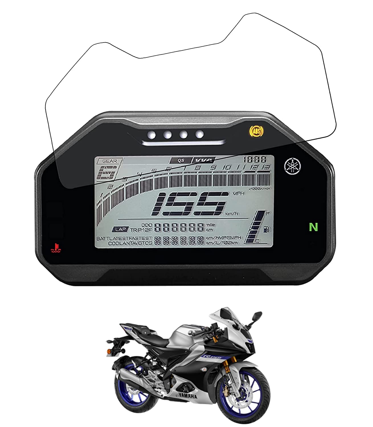 MIKANIX Bike Speedo Meter Display Screen Tempered Glass/Guard Anti Scratch Protector Compatible for Yamaha R15 V4 / R15 M