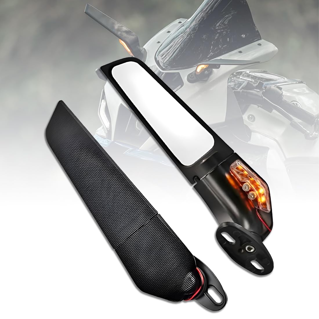 MIKANIX 360° Adjustable Moto GP LED Stealth Wings Rear View Mirror | Bike Fairing Kit For Yamaha R15 V3, V4 & M