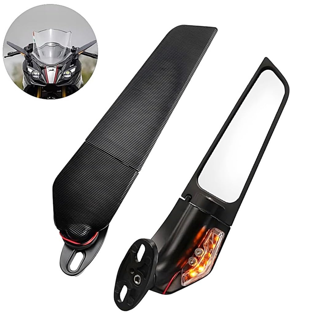 MIKANIX 360° Adjustable Moto GP LED Stealth Wings Rear View Mirror | Bike Fairing Kit For TVS RR310