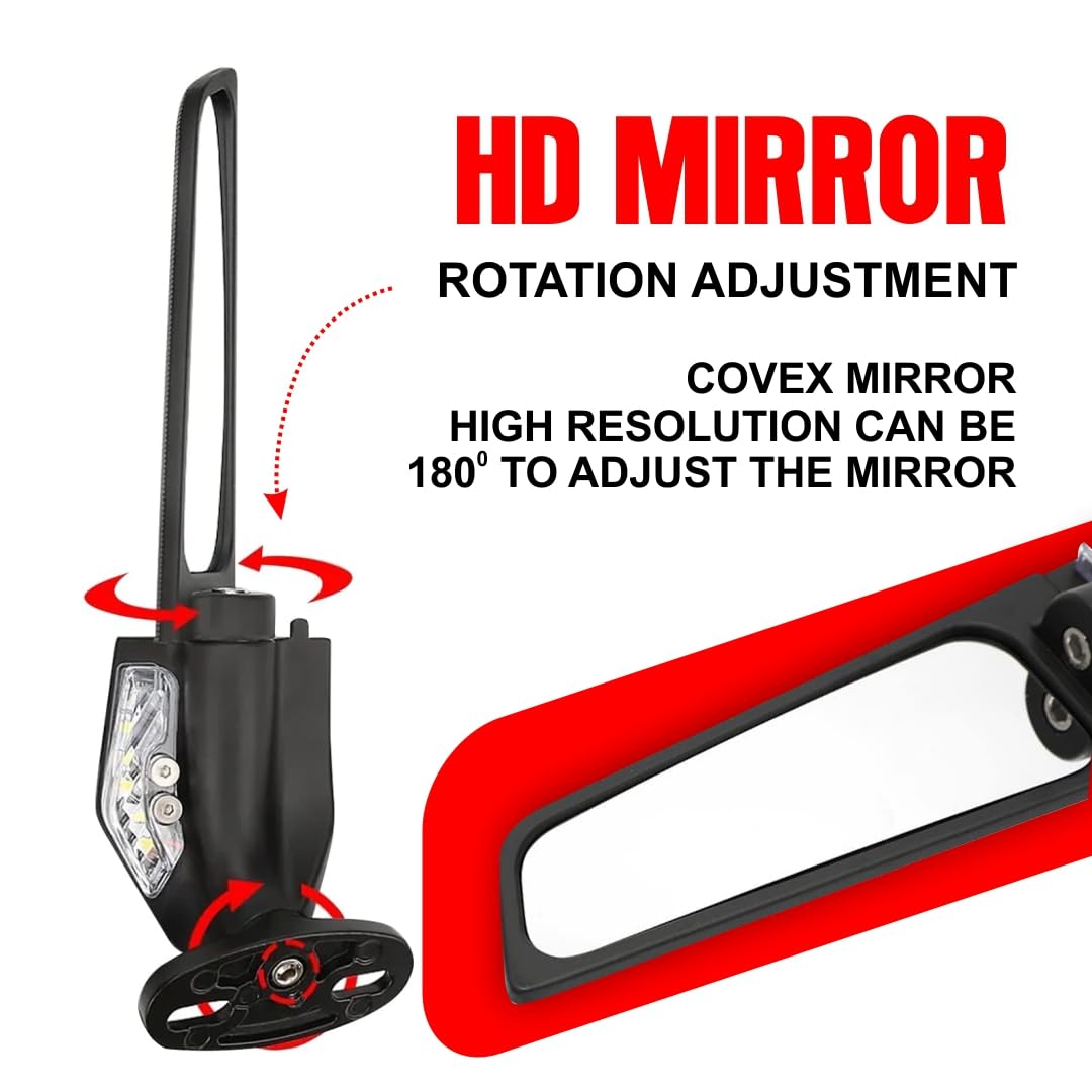 MIKANIX 360° Adjustable Moto GP LED Stealth Wings Rear View Mirror | Bike Fairing Kit For Yamaha R15 V3, V4 & M