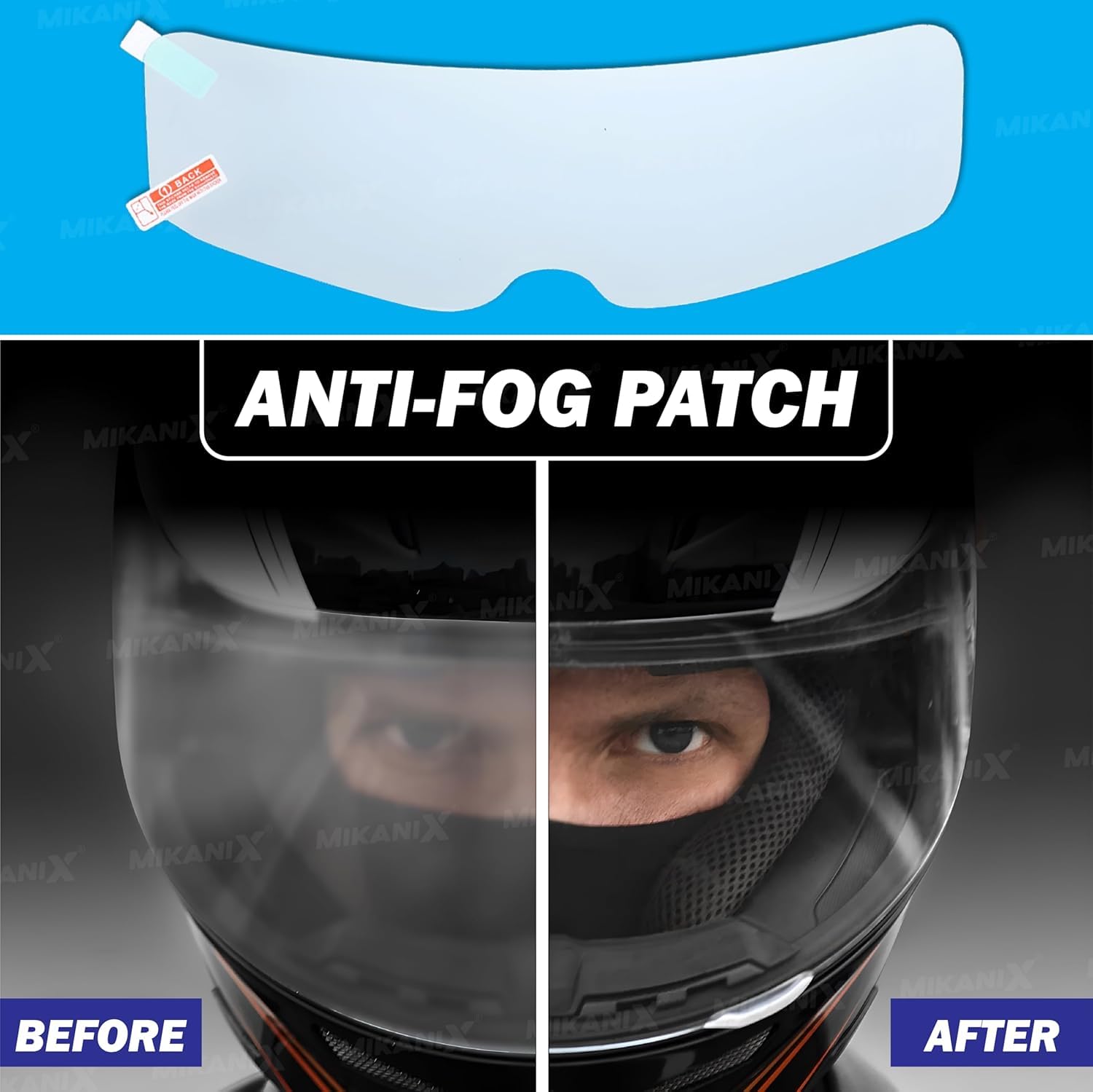Mikanix Bike Helmet Visor Anti-Fog | Anti-Rain Film Screen Guard | Tempered for Clear Visibility During Foggy | Rainproof Anti- Fog Screen