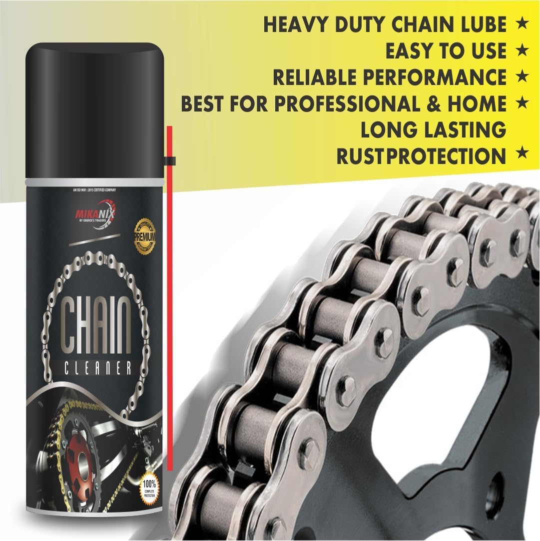 OBEROI'S TRADERS Combo Of Bike Chain Lubricant and Chain Cleaner Spray With Cleaning Brush | Chain Oiler Nozzle Dispenser | Clean | Shine Motorcycle and Bicycle Chain