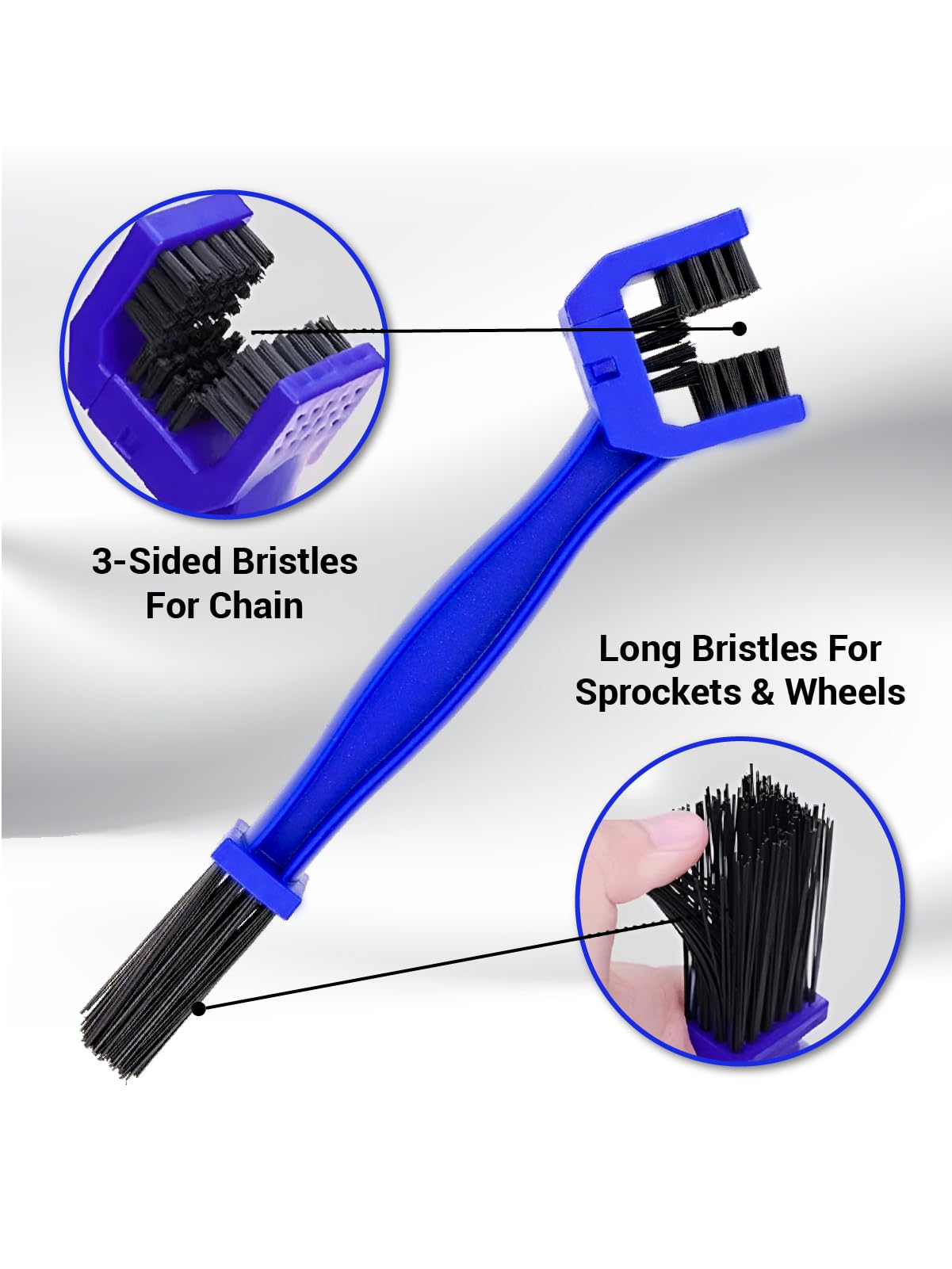 MIKANIX Bike Wheel Roller & Chain Cleaning Brush Combo | Paddock Wheel Roller for Easy Chain Cleaning & Lubrication | Motorcycles Chain Cleaning Tool Kit | Compatible with All Bike & Scooters