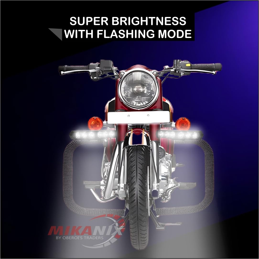 MIKANIX Universal 6 LED Bar Flash Light | Switch Button 6500K Super Bright Fog Light Lamp | Spot Work|Off Road Driving With Flashing/Blinking Mode For Bike, SUV Car & Truck