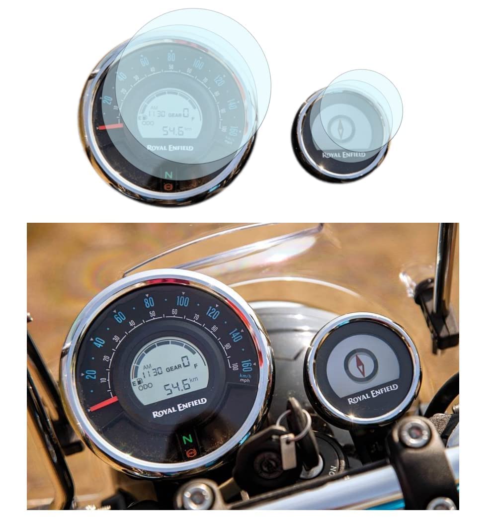 OBEROI'S TRADERS Bike Speedo Meter Display Screen Tempered Glass/Guard Anti Scratch Protector Compatible with Royal Enfield Meteor 350 / Scram 411 / Hunter 350