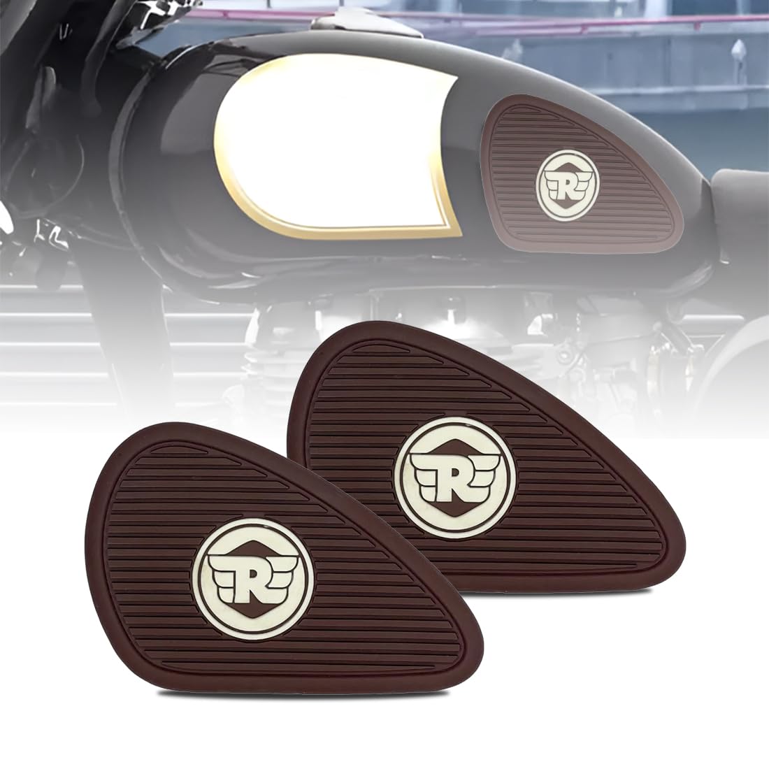 MIKANIX Universal Bullet Bike Anti Slip Silicone Tank Pad/Thai Pad Waterproof Sticker for Royal Enfield All Models