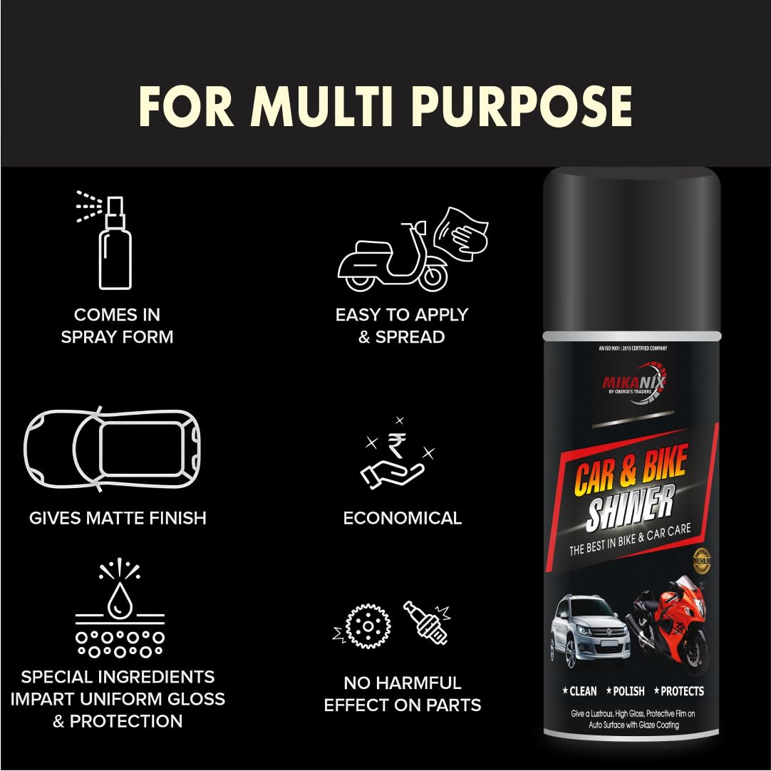 OBEROI'S TRADERS Combo Of Chain Cleaner + Chain Lube + Car & Bike Shiner Spray | Cleaning Brush | Cleans | Shines & Protects Chain Oil